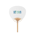 Eventail style pai pai avec manche en bambou personnalisable couleur blanc avec zone d'impression