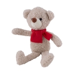 Ours en peluche avec écharpe rouge personnalisable couleur naturel première vue