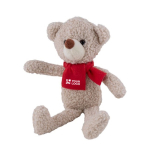 Ours en peluche avec écharpe rouge personnalisable couleur naturel avec zone d'impression