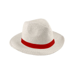 Chapeau de paille blanc à large bord avec ruban coloré couleur naturel troisième vue
