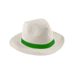 Chapeau de paille blanc à large bord avec ruban coloré couleur naturel quatrième vue