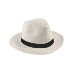 Chapeau de paille blanc à large bord avec ruban coloré couleur naturel cinquième vue