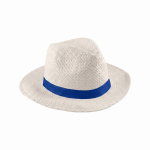 Chapeau de paille blanc à large bord avec ruban coloré couleur naturel sixième vue