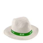 Chapeau de paille blanc à large bord avec ruban coloré couleur naturel avec zone d'impression