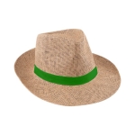 Chapeau en papier de couleur marron avec ruban avec logo couleur vert première vue
