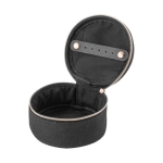 Boîte à bijoux ronde pour voyages en coton recyclé couleur noir première vue