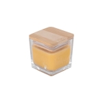 Bougie en cire d'abeille et végétale avec motif d'abeille couleur jaune troisième vue