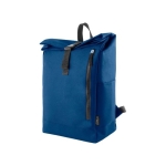 Sac à dos roll-top en polyester, fermeture éclair verticale couleur bleu marine deuxième vue