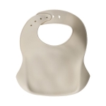Bavoir pour bébé en silicone, ajustements et poche frontale couleur beige troisième vue