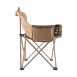 Chaise pliante en polyester avec structure en acier et housse couleur marron troisième vue