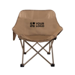 Chaise pliante en polyester avec structure en acier et housse couleur marron avec zone d'impression