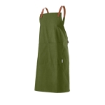 Tablier en coton recyclé avec deux poches avant 280 g/m² couleur vert militaire