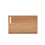 Planche à découper en bois de chêne à poignée d'angle intégrée couleur naturel vue frontale