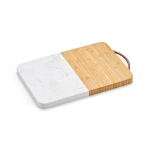 Planche à découper design en bambou et marbre à anse supérieure couleur naturel deuxième vue