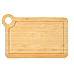 Planche à découper en bambou avec poignée d’angle pour le service couleur naturel vue frontale