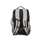 Sac à dos 22L en RPET à sangle trolley et poche cachée couleur gris vue arrière
