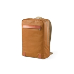 Sac à dos en coton recyclé à détails en cuir recyclé 340 g/m² 17” couleur camel