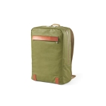 Sac à dos en coton recyclé à détails en cuir recyclé 340 g/m² 17” couleur vert militaire