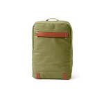 Sac à dos en coton recyclé à détails en cuir recyclé 340 g/m² 17” couleur vert militaire vue frontale