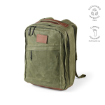 Sac à dos en coton recyclé à revêtement en cire 230 g/m² couleur vert militaire