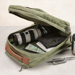 Sac à dos en coton recyclé à revêtement en cire 230 g/m² couleur vert militaire troisième vue