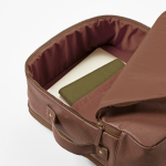 Sac à dos élégant en cuir recyclé avec poche extensible pour PC 17'' couleur marron foncé quatrième vue detaillée
