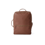 Sac à dos élégant en cuir recyclé avec poche extensible pour PC 17'' couleur marron foncé vue frontale