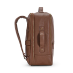 Sac à dos élégant en cuir recyclé avec poche extensible pour PC 17'' couleur marron foncé vue latérale
