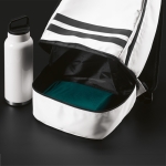 Sac à dos 25L en RPET à bandes réfléchissantes et poche à chaussures couleur blanc troisième vue