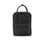 Sac à dos en coton recyclé à anses et poche frontale 450 g/m² couleur noir vue frontale