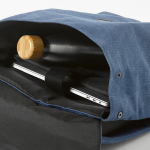 Sac à dos en coton recyclé avec détails en similicuir 25L couleur bleu troisième vue detaillée