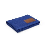 Couverture en coton recyclé à écusson personnalisable 200 g/m² couleur bleu