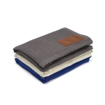 Couverture en coton recyclé à écusson personnalisable 200 g/m² couleur bleu