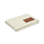 Couverture en coton recyclé à écusson personnalisable 200 g/m² couleur beige