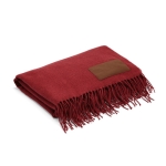 Couverture extra douce en RPET à écusson personnalisable 180 g/m² couleur bordeaux