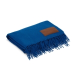 Couverture extra douce en RPET à écusson personnalisable 180 g/m² couleur bleu marine