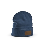 Bonnet en laine et RPET à écusson personnalisable et revers original couleur bleu
