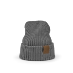 Bonnet en coton recyclé à écusson décoratif et finition côtelée couleur gris