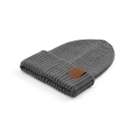 Bonnet en coton recyclé à écusson décoratif et finition côtelée couleur gris deuxième vue