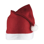 Bonnet classique de Père Noël en feutre avec bordure et pompon blanc couleur rouge première vue