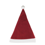 Bonnet classique de Père Noël en feutre avec bordure et pompon blanc couleur rouge première vue
