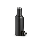 Gourde bouteille de bière en acier inoxydable à bouchon étanche 350 ml couleur noir deuxième vue