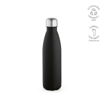 Gourde personnalisable isotherme et antifuite en inox recyclé 500 ml couleur noir