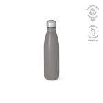 Gourde personnalisable isotherme et antifuite en inox recyclé 500 ml couleur gris