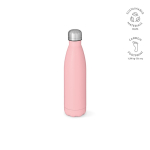 Gourde personnalisable isotherme et antifuite en inox recyclé 500 ml couleur rose