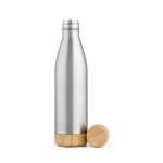 Bouteille en acier inoxydable recyclé avec couvercle en bambou 750ml couleur argenté deuxième vue