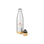 Bouteille en acier inoxydable recyclé avec couvercle en bambou 750ml couleur argenté
