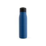 Gourde en acier inoxydable recyclé à dragonne en corde 540 ml couleur bleu vue frontale
