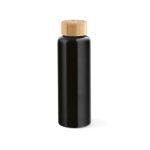Gourde en verre à bouchon étanche en bambou 490 ml couleur noir