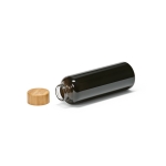 Gourde en verre à bouchon étanche en bambou 490 ml couleur noir troisième vue